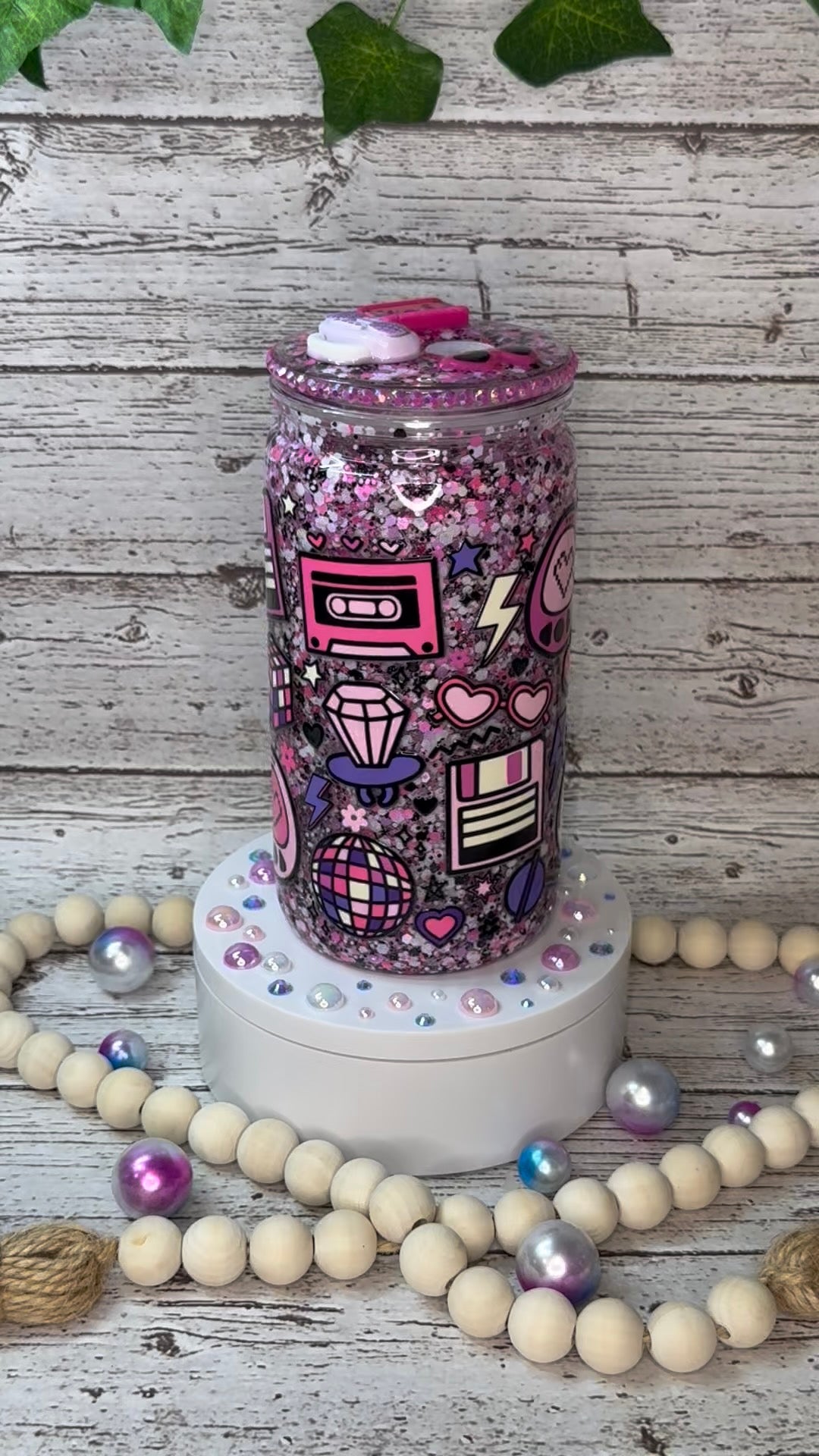 90's Baby 💿✨🎶 Glitter Plastic (BPA-Free) Cup