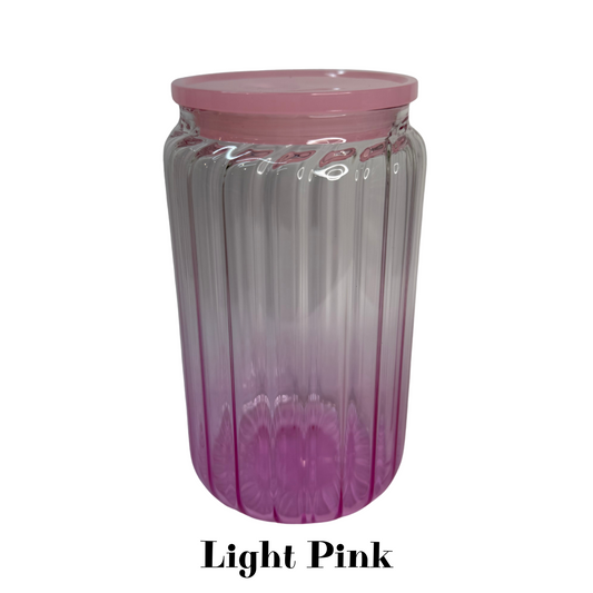16oz Ribbed Ombre Glass Cups