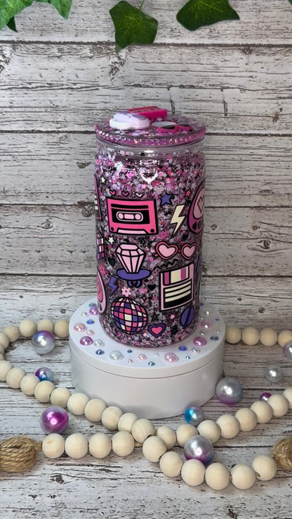 90's Baby 💿✨🎶 Glitter Plastic (BPA-Free) Cup