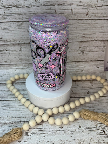 🩷🔪 True Crime Queen – Glitter Snow Globe Glass Cup