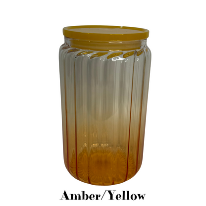 16oz Ribbed Ombre Glass Cups