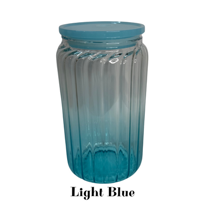 16oz Ribbed Ombre Glass Cups