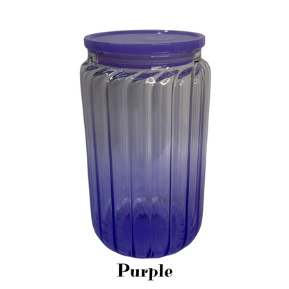 16oz Ribbed Ombre Glass Cups