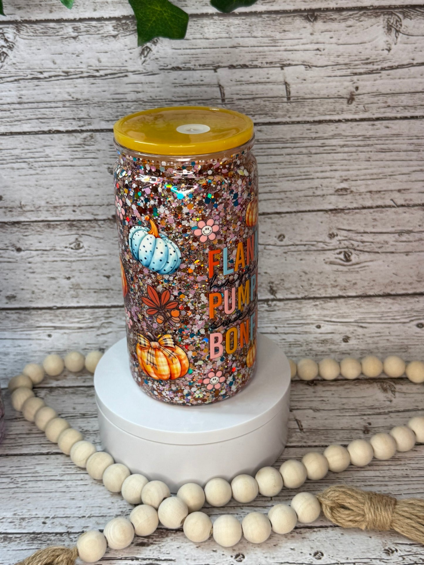 🍂 Fall Vibes Glitter Plastic (BPA-Free) Cup