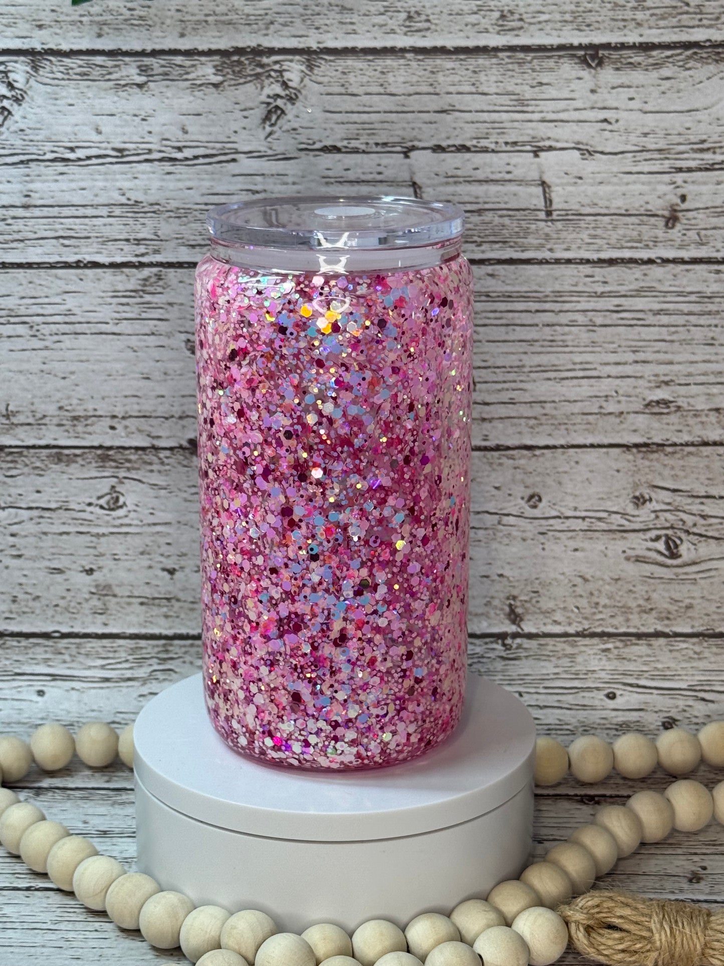 16oz Glass Snow Globe Cup