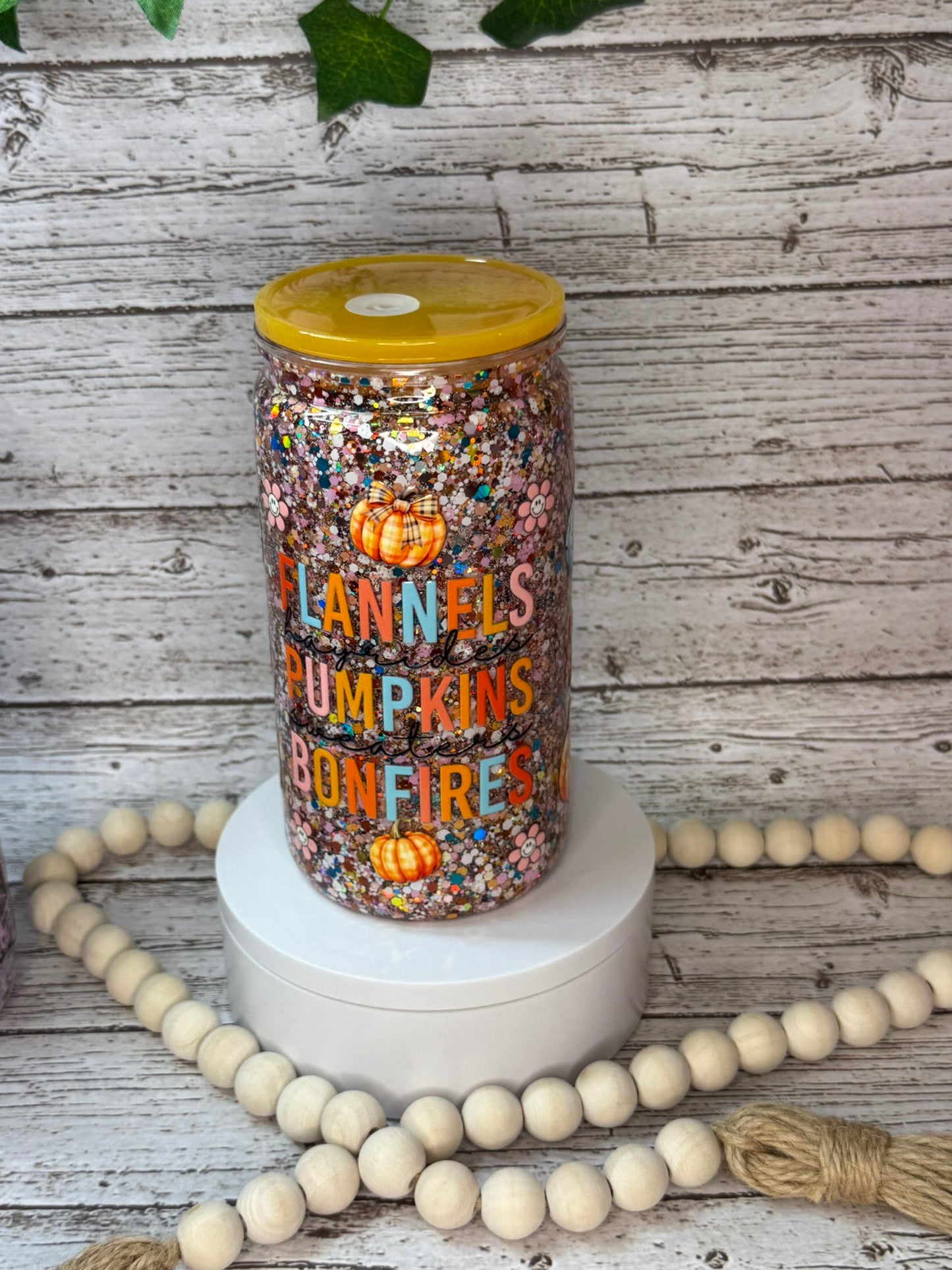 🍂 Fall Vibes Glitter Plastic (BPA-Free) Cup