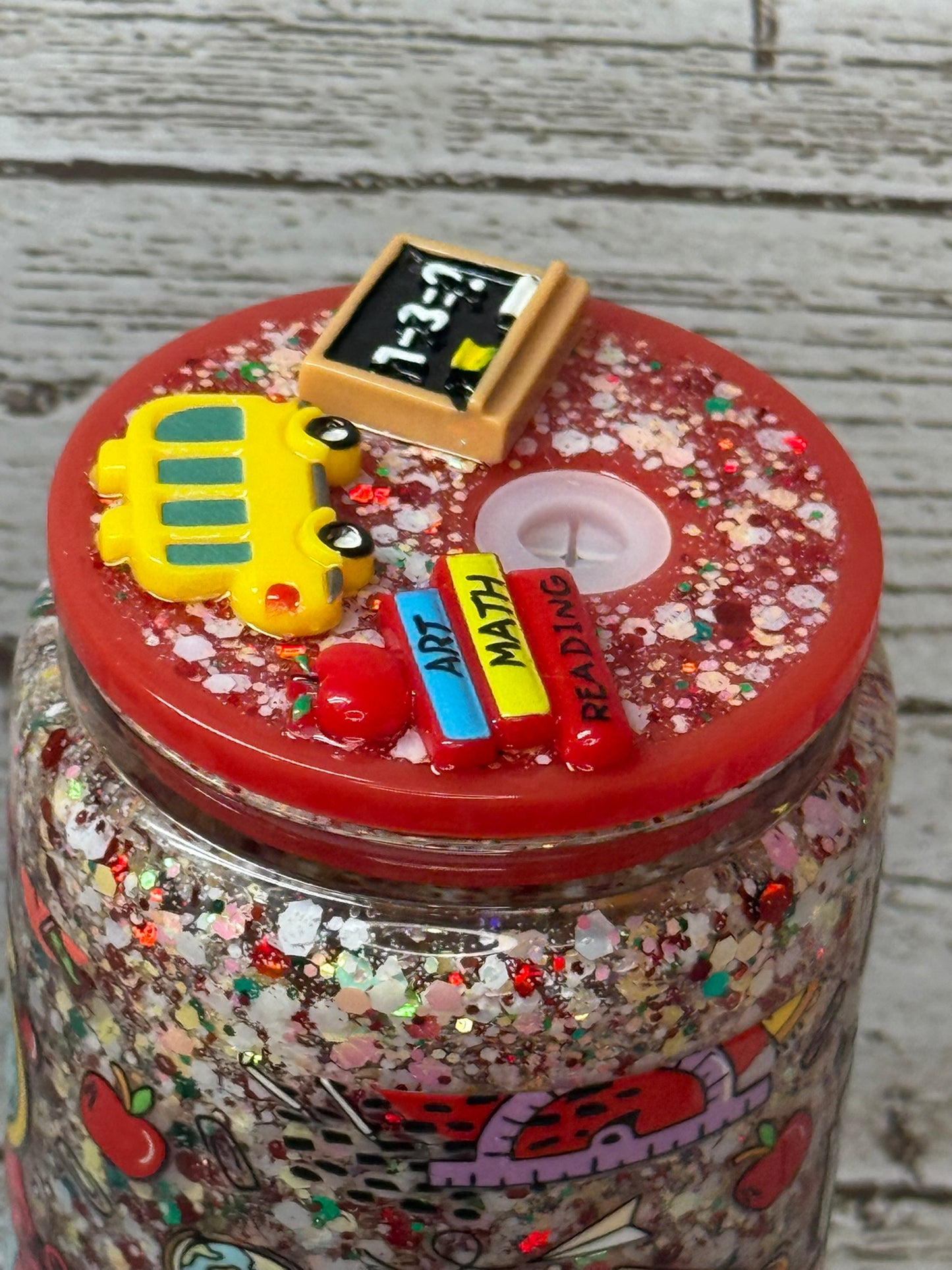 Teacher Glitter Glass Cup 🍎✨✏️