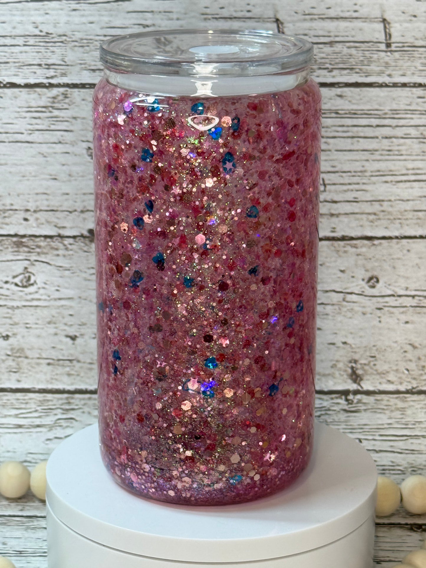 16oz Glass Snow Globe Cup