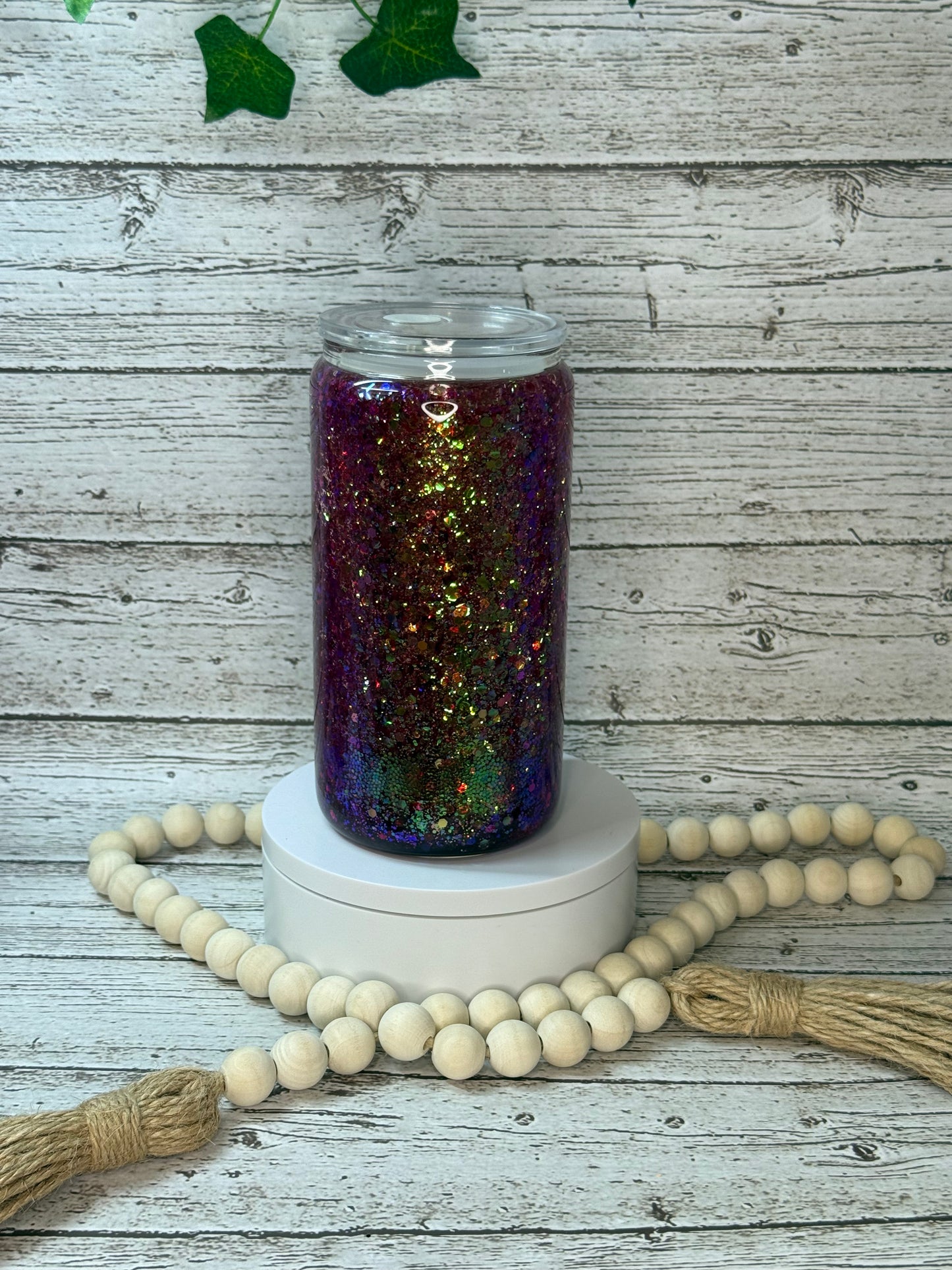 16oz Glass Snow Globe Cup