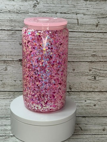 🎀 Breast Cancer Awareness Glitter Glass Cup 💖