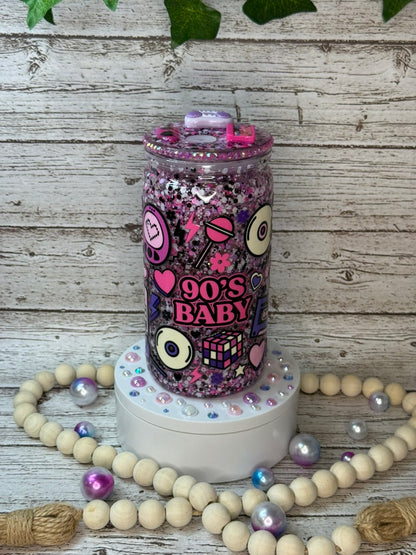 90's Baby 💿✨🎶 Glitter Plastic (BPA-Free) Cup