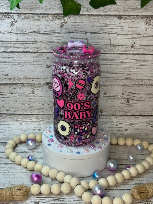 90's Baby 💿✨🎶 Glitter Plastic (BPA-Free) Cup