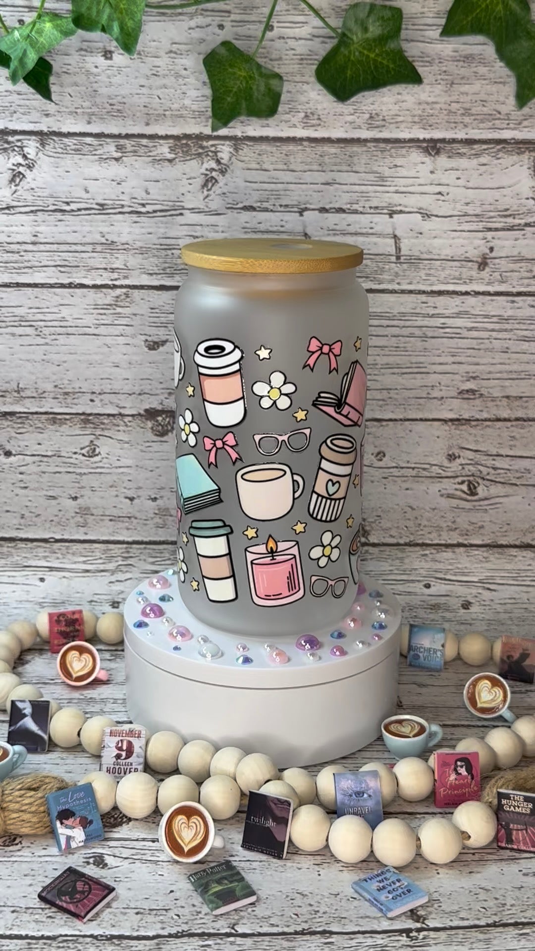 Book & Coffee Lovers Glass Cup ☕📚✨