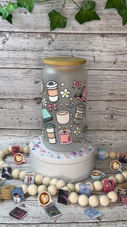 Book & Coffee Lovers Glass Cup ☕📚✨