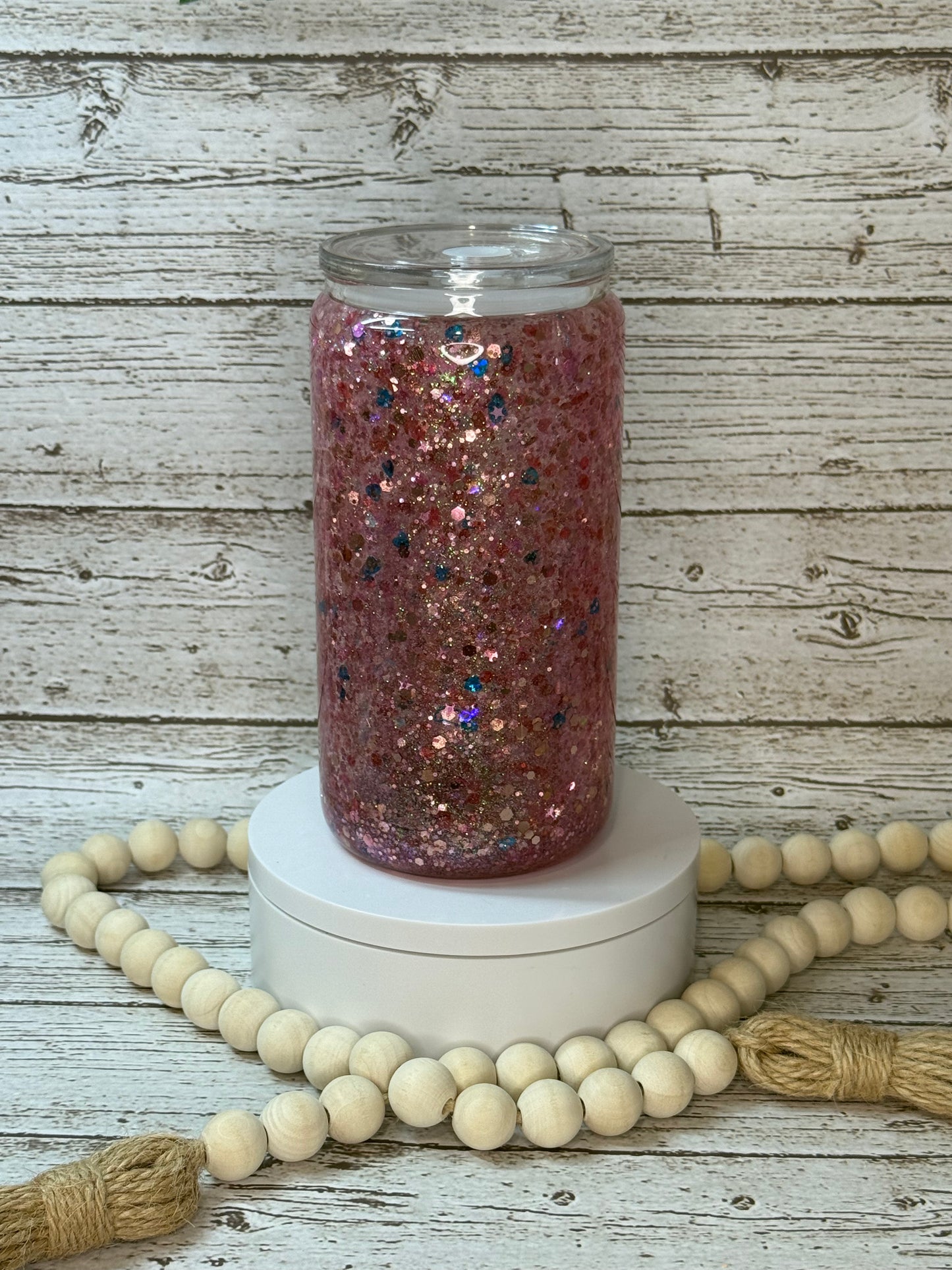 16oz Glass Snow Globe Cup