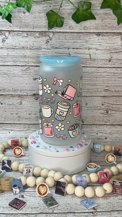 Book & Coffee Lovers Glass Cup ☕📚✨