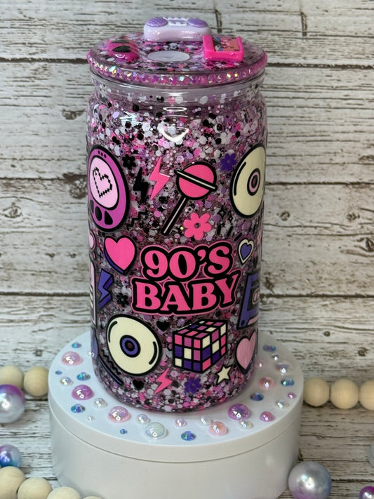 90's Baby 💿✨🎶 Glitter Plastic (BPA-Free) Cup