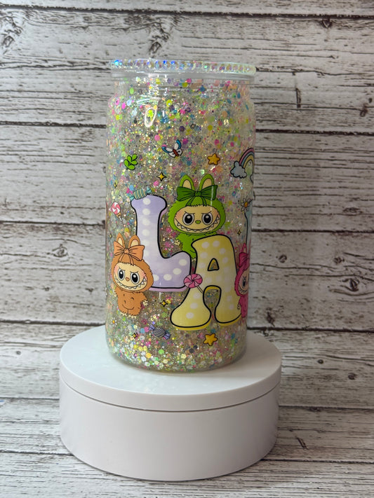 Labubu - Snowglobe Plastic Cup with Matching Lid