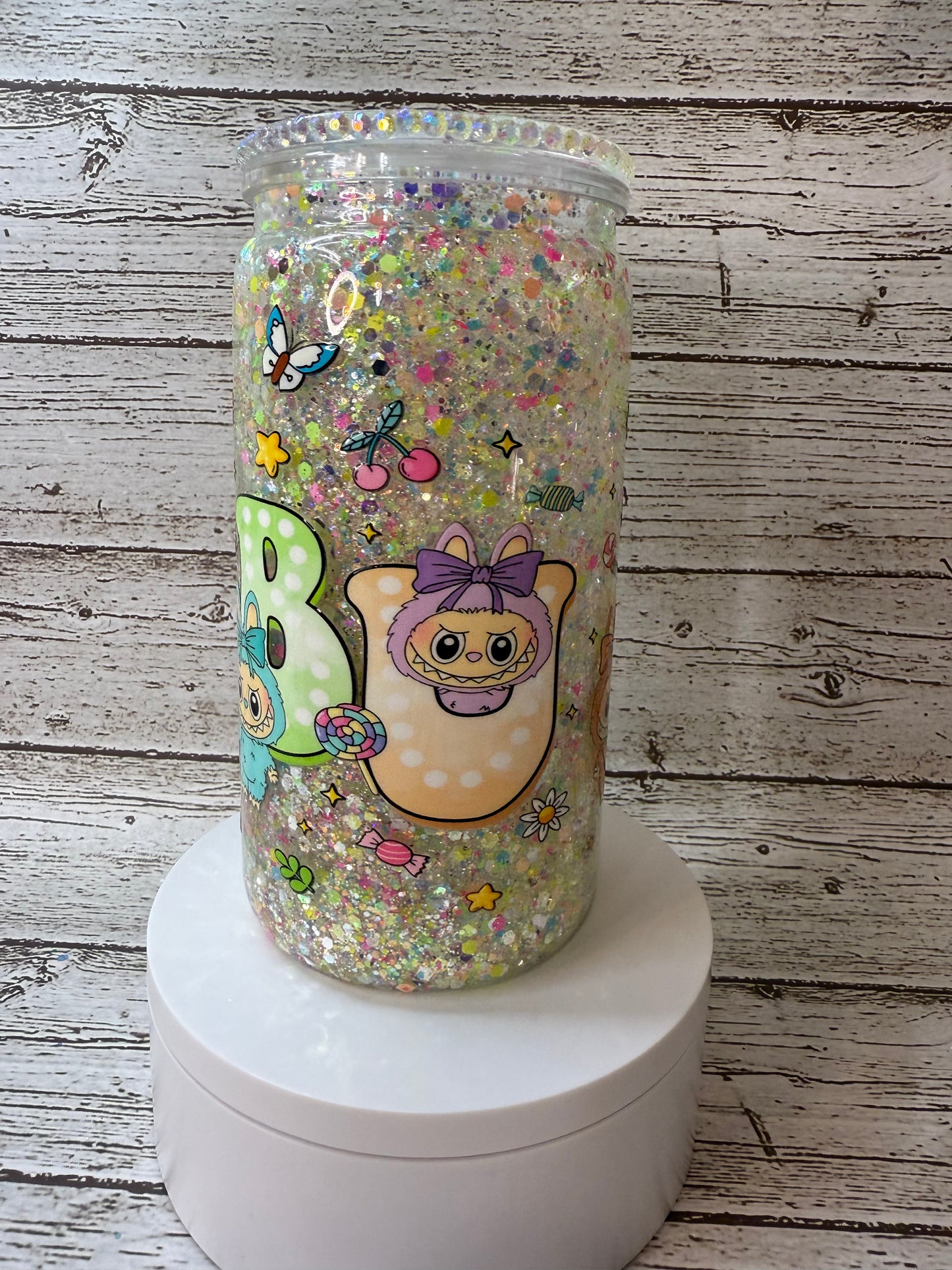 Labubu - Snowglobe Plastic Cup with Matching Lid