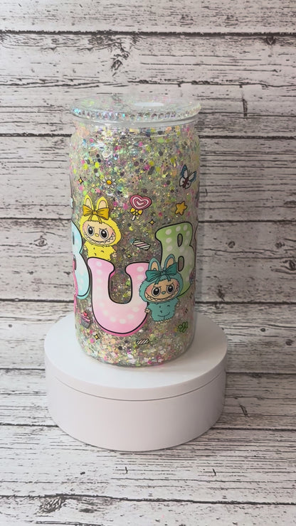 Labubu - Snowglobe Plastic Cup with Matching Lid